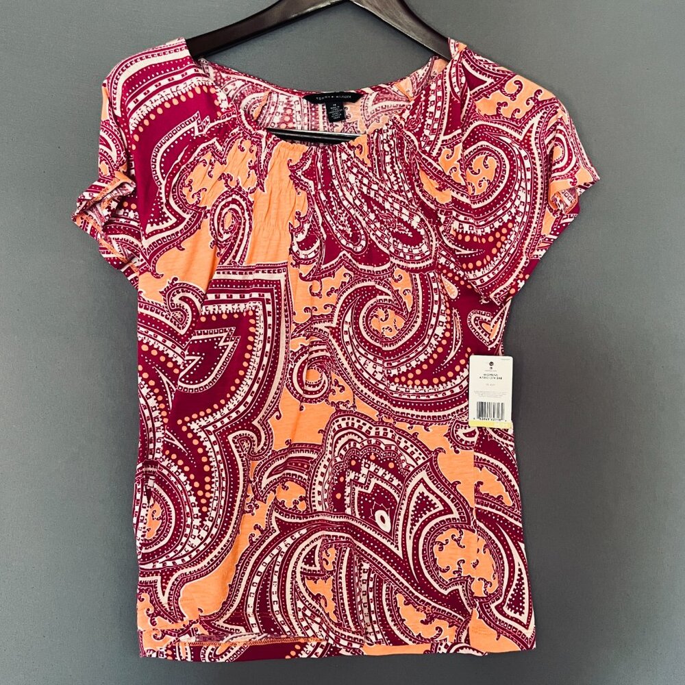 NWT Tommy Hilfiger Smocked Flutter Sleeve Blouse Women's Medium